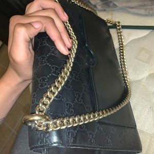 Black gold chain gucci purse